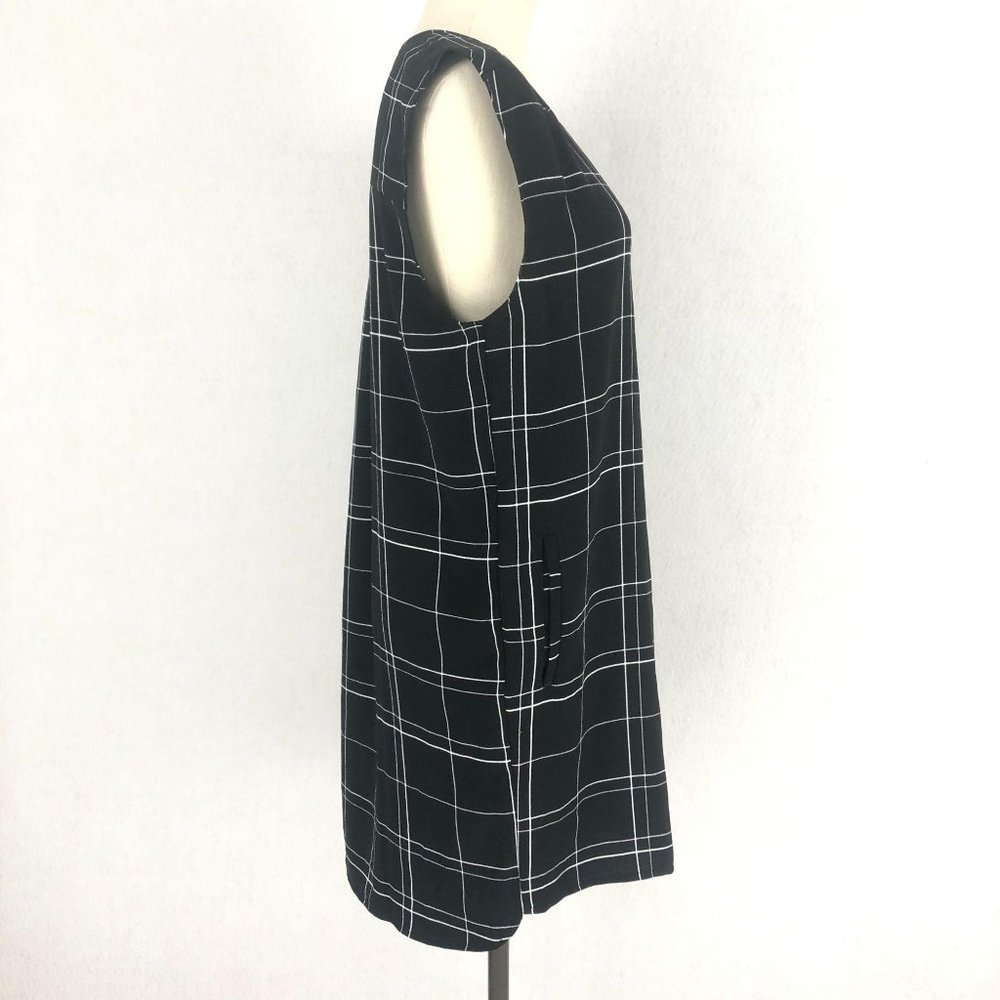 Leith Black White Glam City Check Mini Dress Sz M - Picture 4 of 8